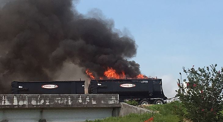 Railroad car on fire