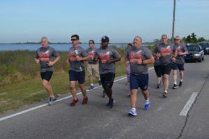 Officers Running Down the Road